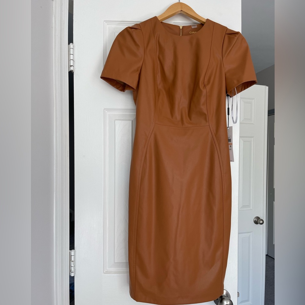 NWT! Calvin Klein Faux Leather Dress. Sexy and classy!
